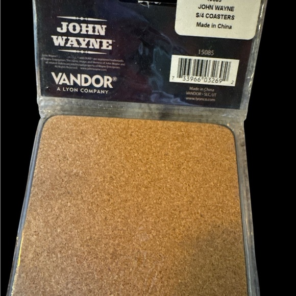 John Wayne Cork Backed Coaster Set (4) NWT - Picture 5 of 5